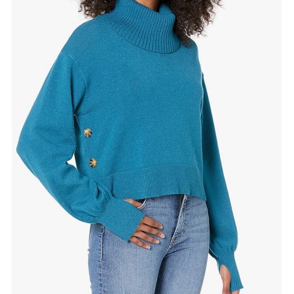 The Drop Cropped Turtleneck Sweater Women's‎  @lucyswhims Blue Size Large
